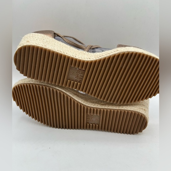 New Eileen Fisher Wanda Espadrille Platform Wedge Sandal, Metallic Bronze 9.5 - Picture 10 of 10